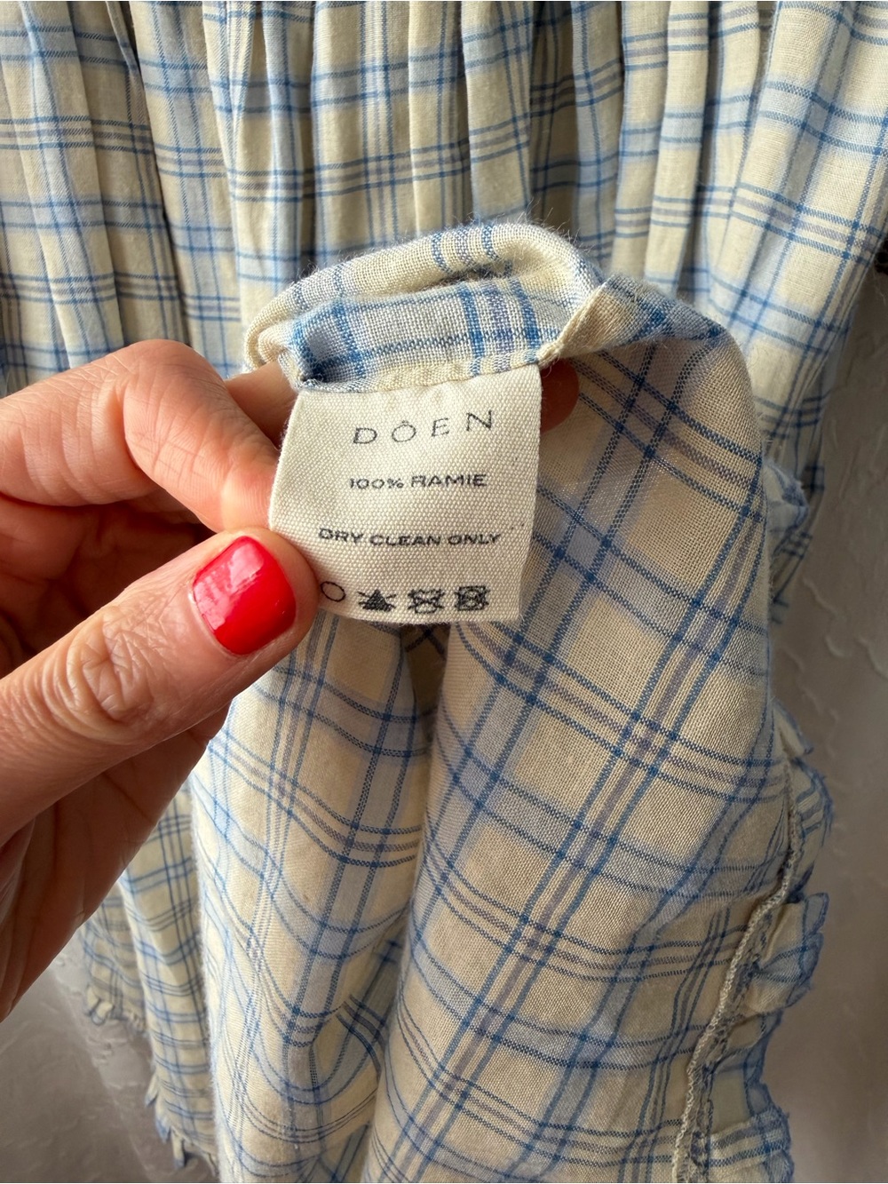 DÔEN Frede Mini Dress in Blue Meadowlark Plaid - Picture 9 of 10